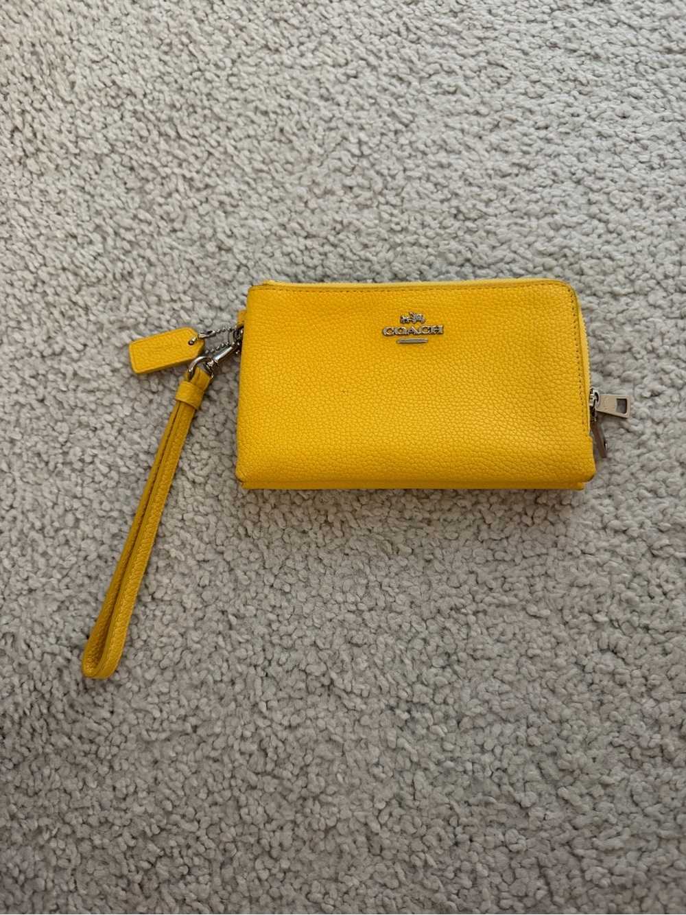 Coach Bright Yellow Leather Wristlet